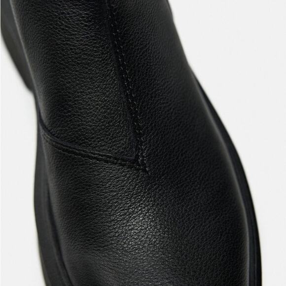 ZARA LOW HEELED LEATHER ANKLE BOOTS WITH ZIPPER - Picture 6 of 7